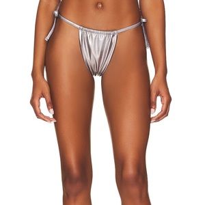 Superdown Danae Silver Thong Bikini Bottom XS